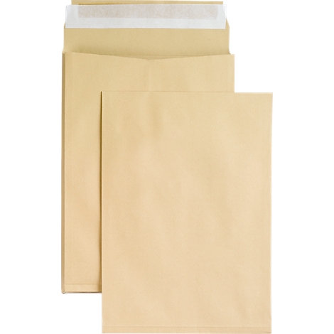 Three brown envelopes, one open, one with slight paper at the top.