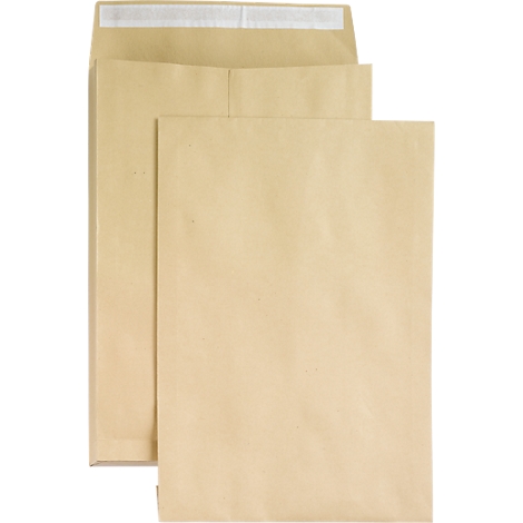 Three brown envelopes. Two are on top of each other, the top one is open, showing a white adhesive strip.