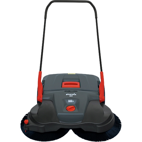 Grey sweeper with black brushes, red accent, black handle. Inscription: star_mix 807.