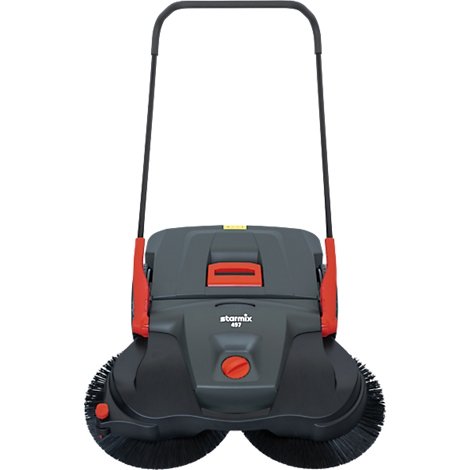Gray sweeper with red button and black handle. Text "starmix 497".