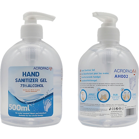 HÃ¤ndedesinfektionsgel Acropaq Hand Sanitizer Gel, bakterizid & begrenzt viruzid, 500 ml, in Pumpspender