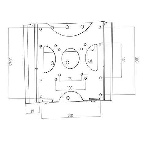 Dessin technique d'un support mural avec dimensions en mm.