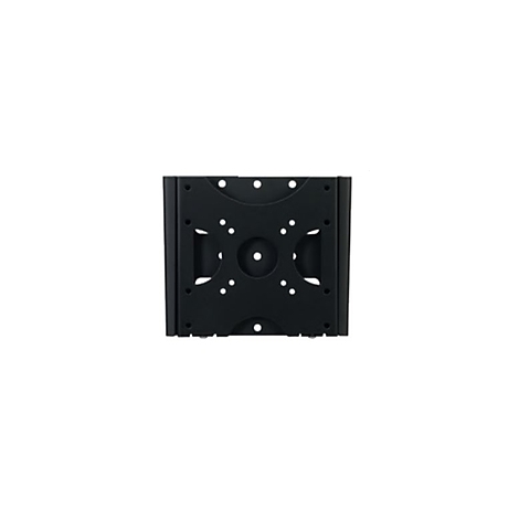 Schwarze TV-Wandhalterung, quadratisch, mit Lochmustern.