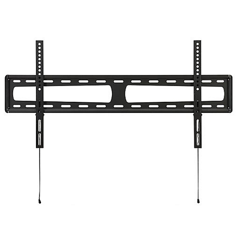Schwarze TV-Wandhalterung, bestehend aus Halterungsstangen und Stützen für die Montage.