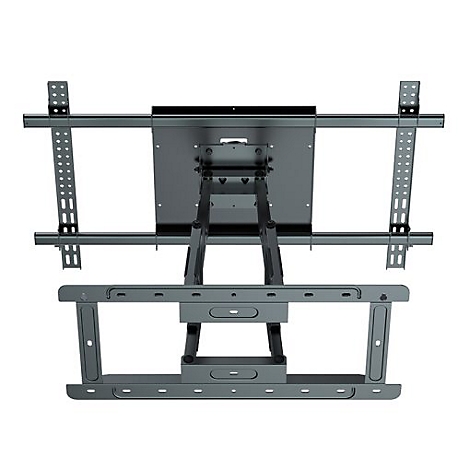 Schwarze TV-Wandhalterung, Frontansicht, vor weißem Hintergrund.