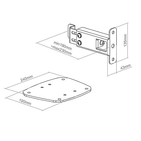 Technische Zeichnung mit zwei Metallteilen und Bemaßungen. Maße in mm angegeben.
