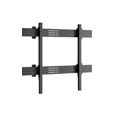 Grauer, rechteckiger Rahmen zur Wandmontage, mit horizontalen und vertikalen Metallstreben und einer rechteckigen Öffnung in der Mitte.