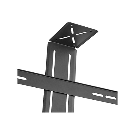 Schwarze TV-Halterung, Winkelstück mit Bohrungen und Langlöchern. Inkl. senkrechte und waagerechte Halterung.