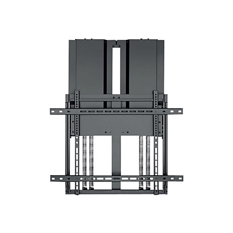 Schwarze TV-Wandhalterung, Vorderansicht, isoliert auf weißem Hintergrund.