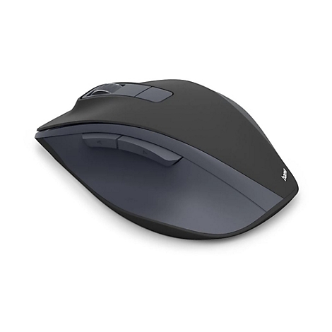 Dunkelgraue, ergonomische Computermaus von Hama vor weißem Hintergrund.