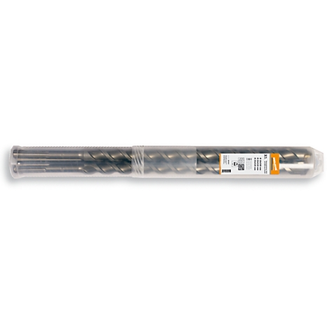 Bohrer-Set in transparenter Verpackung. Aufdruck mit Produktinformationen.