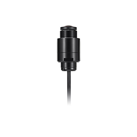 Schwarzer Sensor mit Kabel vor weißem Hintergrund.