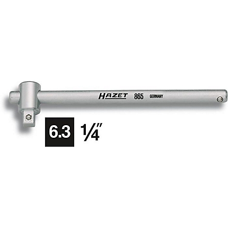 Een zilveren HAZET T-handgreep moersleutel. Opschrift: 6.3 1/4“.
