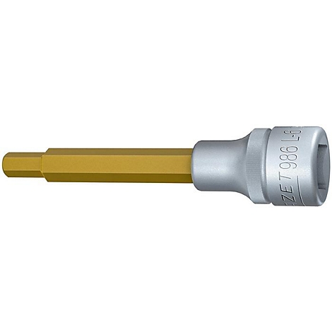 Ein metallischer Sechskantschlüssel, bestehend aus einem goldenen Schaft und einem silbernen Kopf mit Aufschrift.