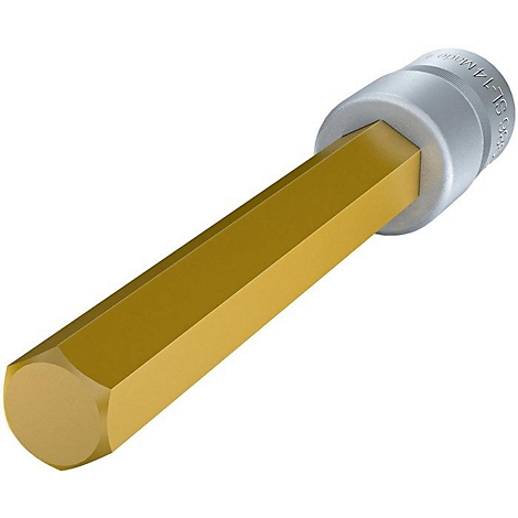 Werkzeug mit goldenem sechseckigem Schaft und silberfarbenem Kopf. Beschriftung: SL14MM