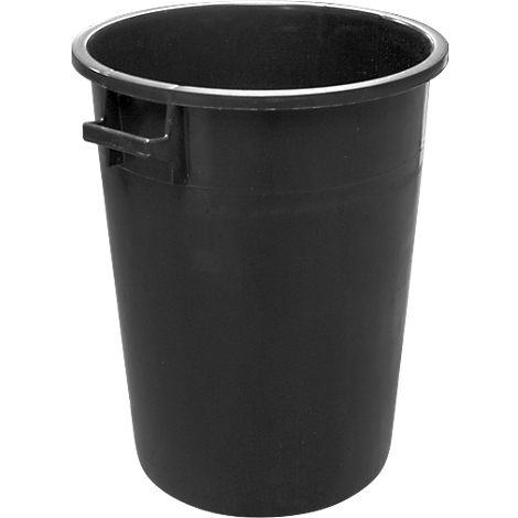 Black trash can with handles.
