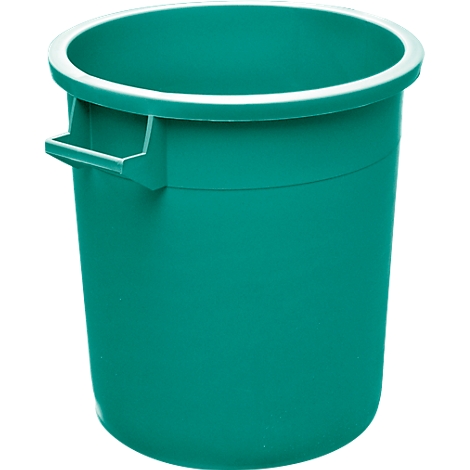 Green bucket with handles and a white rim.