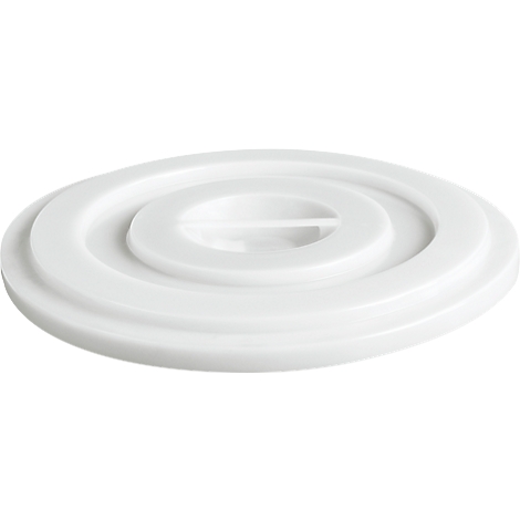 White oval cover with grooved pattern.