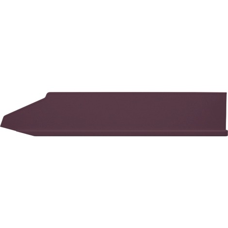 A maroon, angular shape, presumably part of a product.