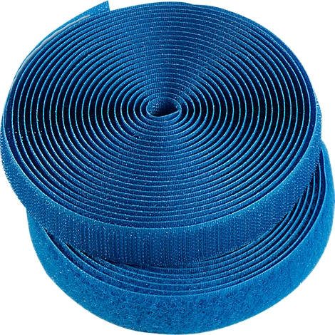Blue velcro tape, rolled up.