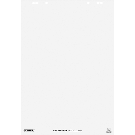 Herlitz flip-overblok, blanco, 6-voudig geperforeerd, B 650 x H 980 mm, papier, wit, 5 stuks van elk 20 vellen