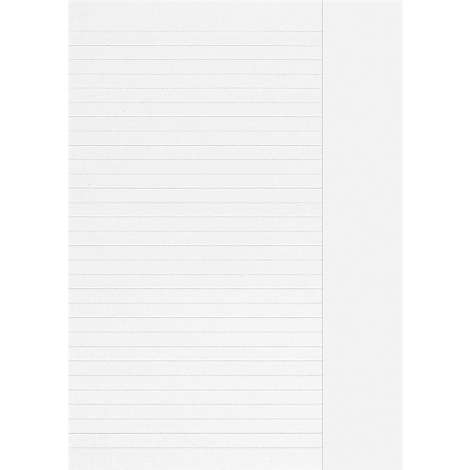 Une feuille de papier blanc avec des lignes bleues et une large marge non lignée sur le côté droit.
