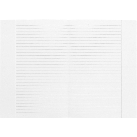 Carnet ouvert avec papier blanc ligné.