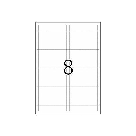 Ein weißes Blatt Papier mit einem 4x2 Raster aus gestrichelten Linien und einer großen schwarzen Ziffer 8 in der Mitte.