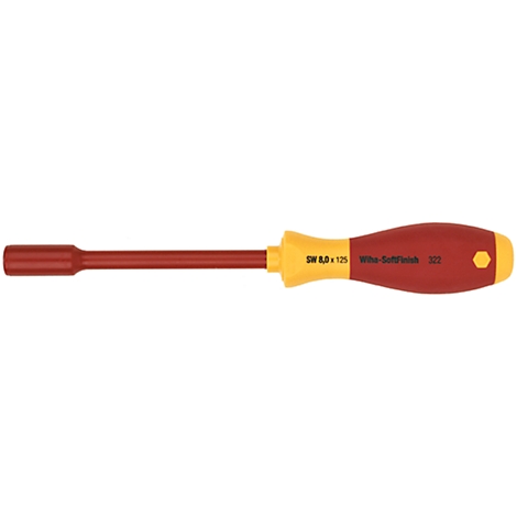 A screwdriver with a red shaft and handle, yellow middle part. Text on the yellow part: SW 8.0 x 125.