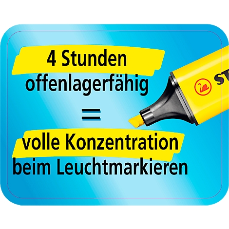 Yellow highlighter with text: 4 hours open = full concentration when highlighting.