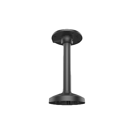 Schwarze Deckenhalterung in zylindrischer Form mit runden Montageplatten an beiden Enden.