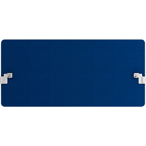 Rechteckige blaue Tafel mit weißen Halterungen an den Enden.