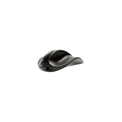 Ergonomische, schwarze Maus. Wellenförmige Form mit einer Vertiefung für die Handfläche.