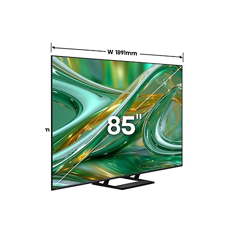 85 Zoll Fernseher mit grünem Display und einer Breite von 1891 mm.