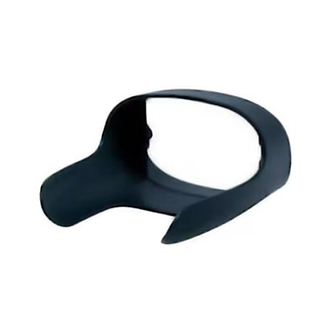 Couvre-lunettes gris foncé, ouvert pour les yeux, sur fond blanc.