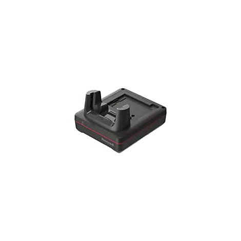 Schwarze Honeywell Ladestation für Handscanner auf weißem Hintergrund.