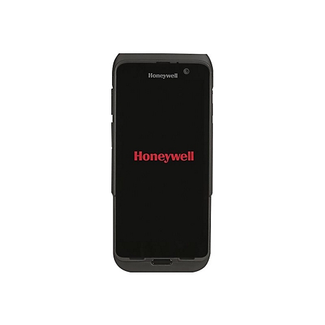 Schwarz-graues Mobilterminal mit rotem Honeywell-Logo auf dem Display. Die Form ist lÃ¤nglich.