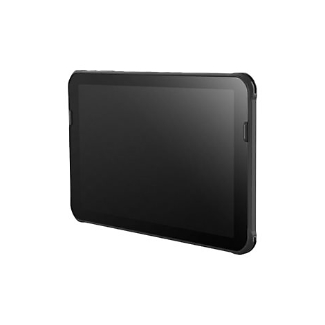 Schwarzes Tablet, leicht schrÃ¤g vor weiÃŸem Hintergrund, mit schwarzer SchutzhÃ¼lle.