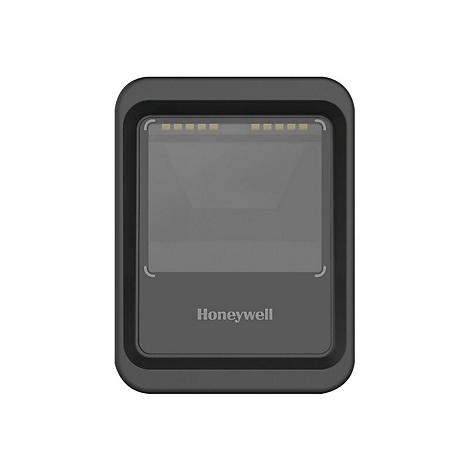 Ein schwarzes Honeywell-Barcode-Lesegerät vor weißem Hintergrund. Der Name ist unten sichtbar.