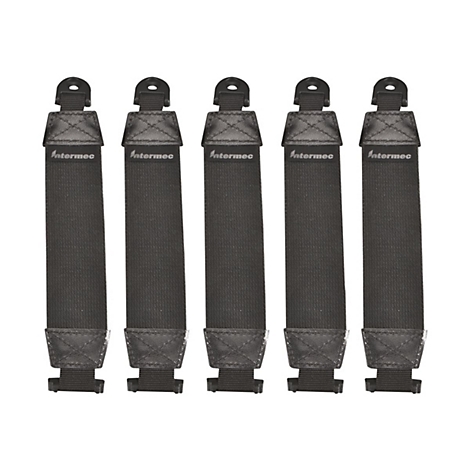 Fünf schwarze Trageschlaufen mit dem Schriftzug "Intermec".