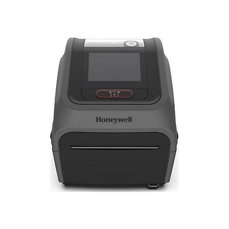 Drucker von Honeywell, schwarz-grau, mit Display, Bedienfeld, und Logo.