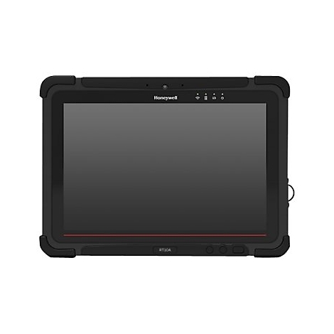 Schwarzes Tablet mit Honeywell-Logo. Eine rote Linie verläuft am unteren Bildschirmrand, darüber der Schriftzug RT10A.