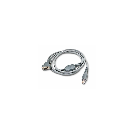 Graues Kabel mit zwei Anschlüssen, ein Stecker und ein Ethernet-Anschluss.