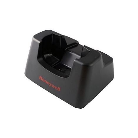 Schwarze Honeywell-Ladestation. Rot steht "Honeywell" darauf.