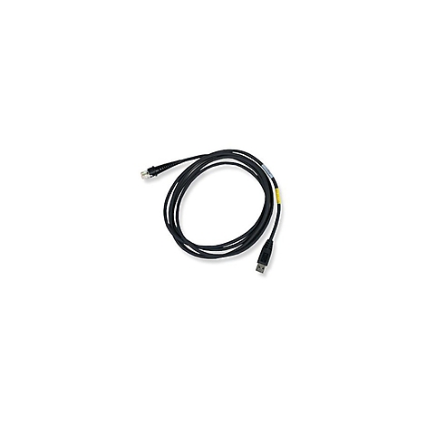 Schwarzes USB-Kabel mit Steckern an beiden Enden, liegt auf weißem Grund.