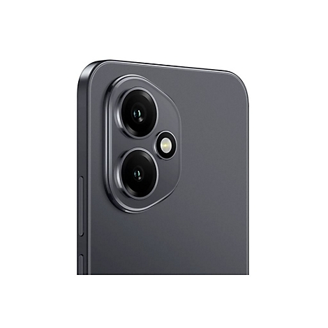 Nahaufnahme der Rückseite eines grauen Smartphones mit drei Kameralinsen.