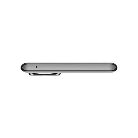Draufsicht auf ein graues Smartphone mit abgerundeten Ecken. Sichtbar sind eine Kamera, ein Mikrofon und ein USB-C-Anschluss.