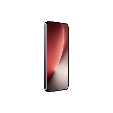 Modernes Smartphone mit schlankem Rahmen und abstraktem, rötlichem Display-Hintergrund auf weißem Grund.