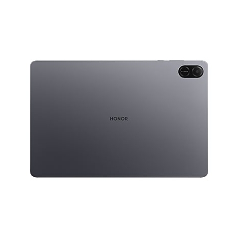 Rückseite eines grauen Tablets mit HONOR-Schriftzug und Kamera. Das Tablet liegt auf weißem Hintergrund.