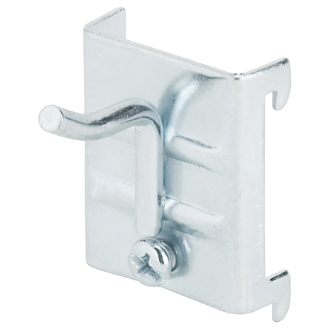 Silver metal hook, fixed with a screw.